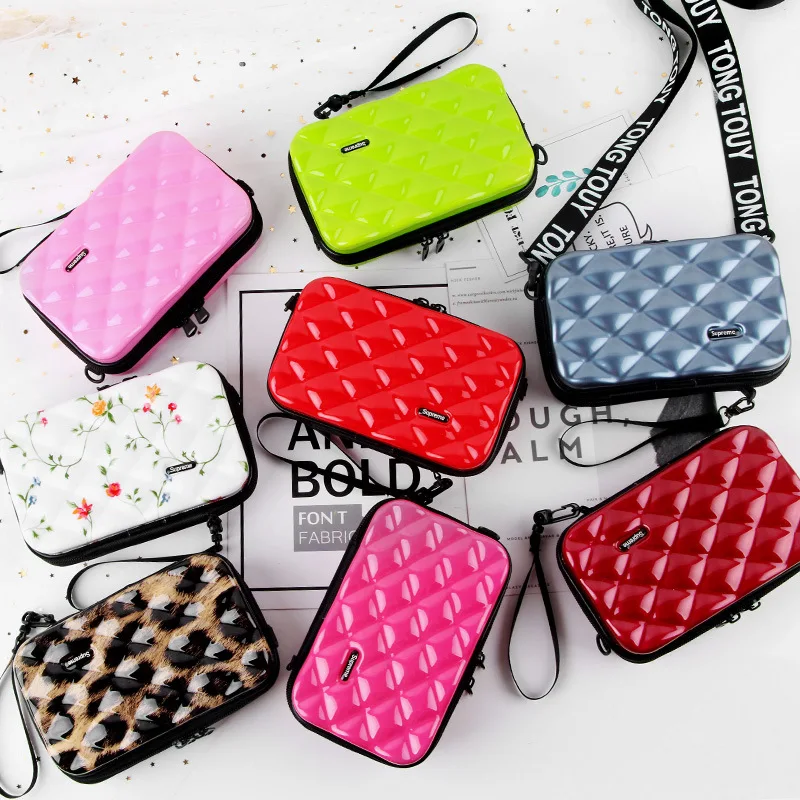 Многоцветная Женская мини сумка через плечо в форме чемодана на с широким