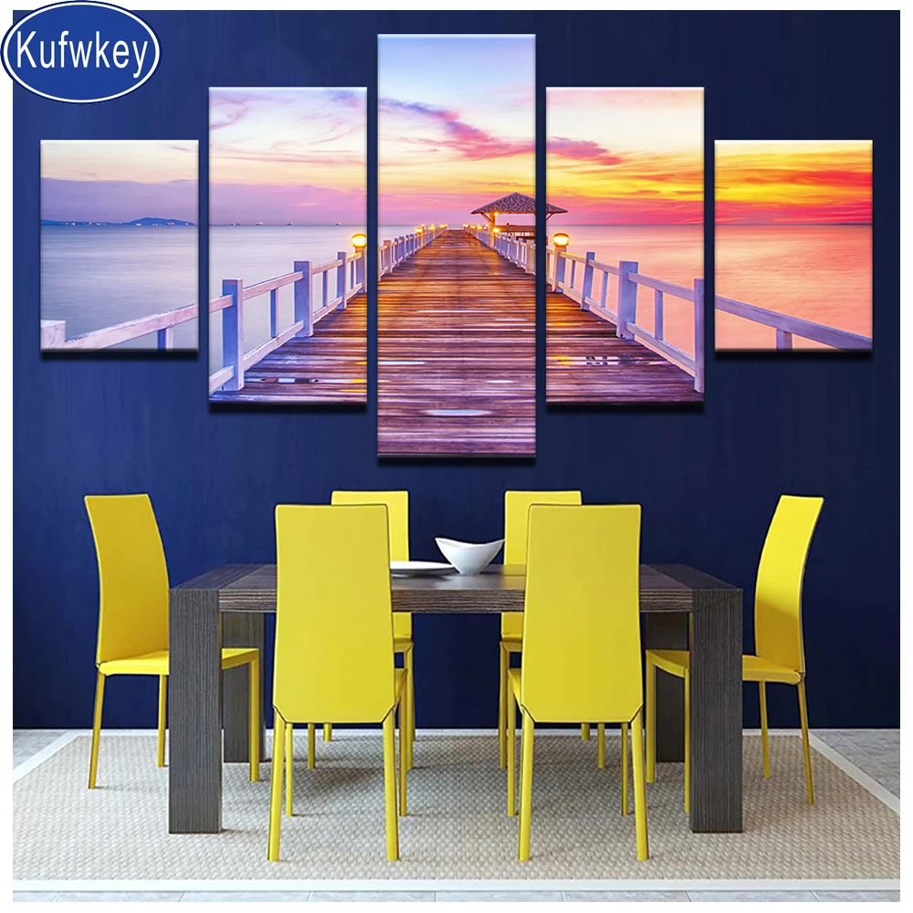 5 шт. алмазная живопись рассвет пейзаж картины Стразы наборы вышивки крестиком