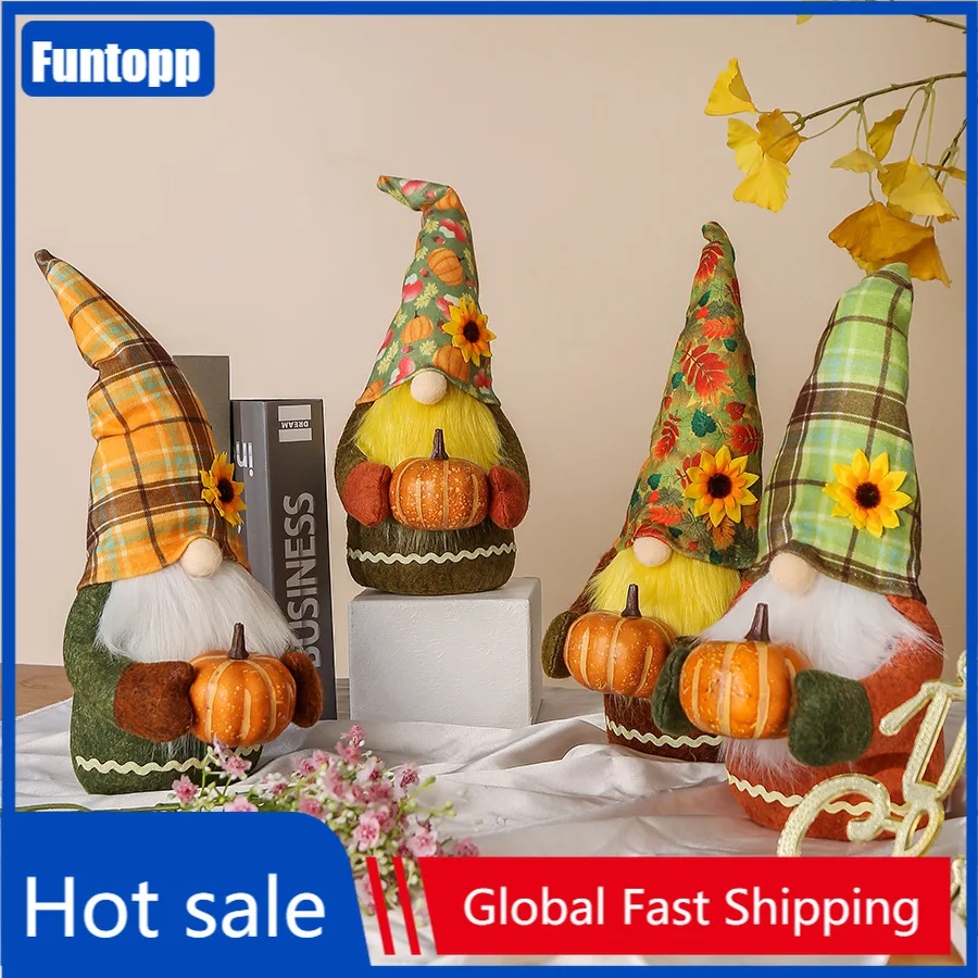 

Hong Kong Love Cute Pumpkin Head Faceless Doll Decoration Creative Dwarf Elf Festival Figurine Doll Home Decor Party Supplies