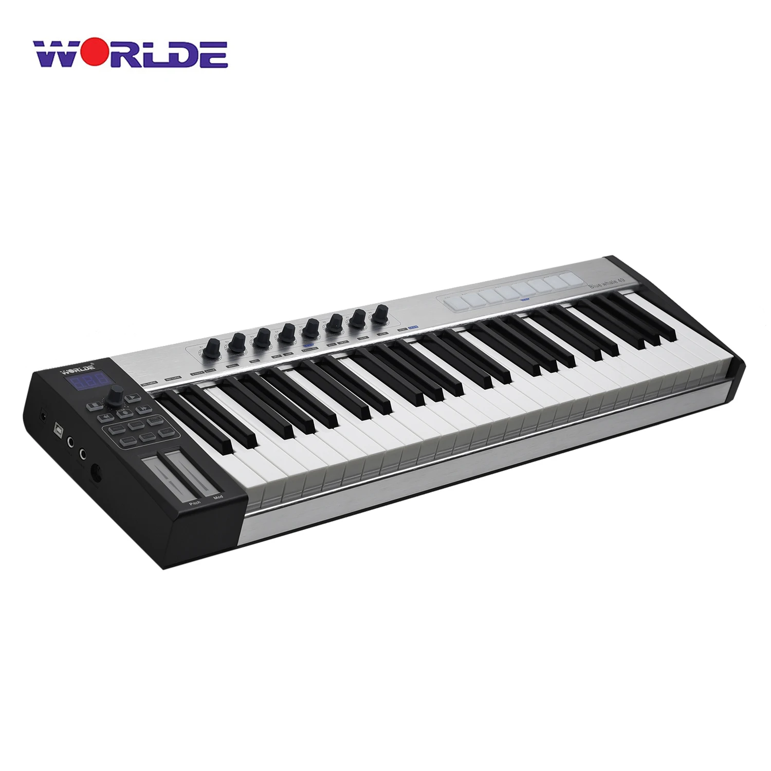 WORLDE синий кит 49 Портативная USB MIDI контроллер клавиатура полуутяжеленный ключ 8 RGB
