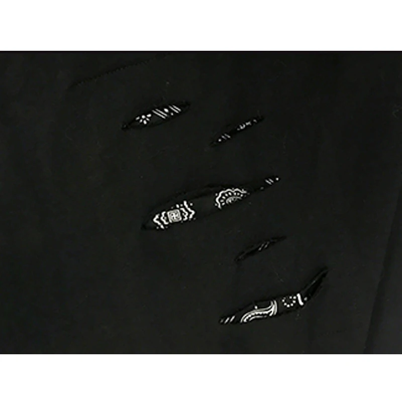 

Mens Fashion Patchwork T-shirts New Casual O-neck Long Sleeve Ripped Holes Tshirts High Street Harajuku Hip Hop Streetwear Tees