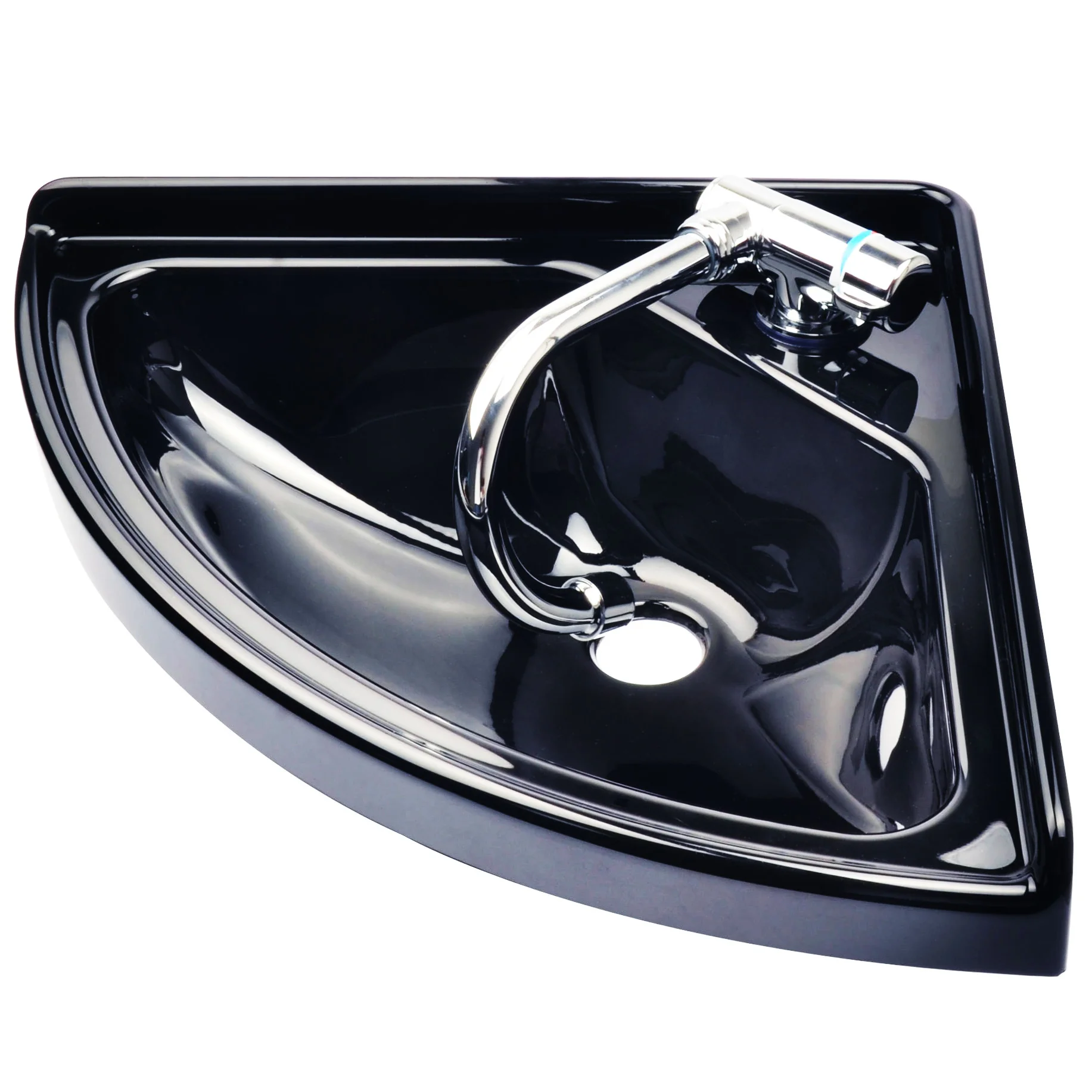 RV Hand Wash Basin Sink Acrylic Triangular with Folded Faucet Boat yachts van camper trailer Caravan accessories 380*380*100mm