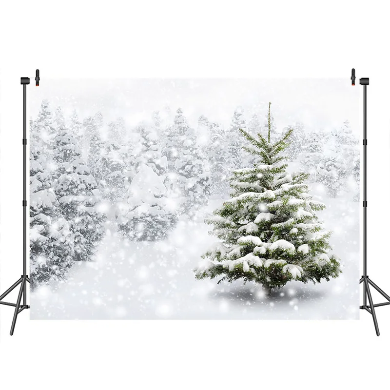 Рождественский фон для фотографии лес Рождественская елка Снежная земля