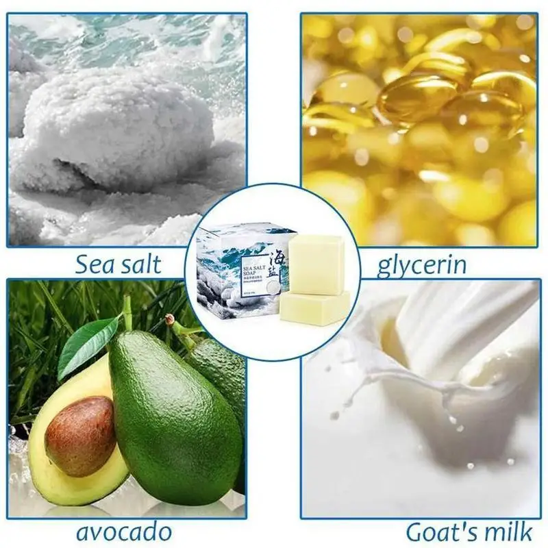 100G Sea Salt Soap To Remove Pimple Acne Treatment Oil And Acne Skin Essence Bath Soap Goat Milk Whitening soap Skin Care