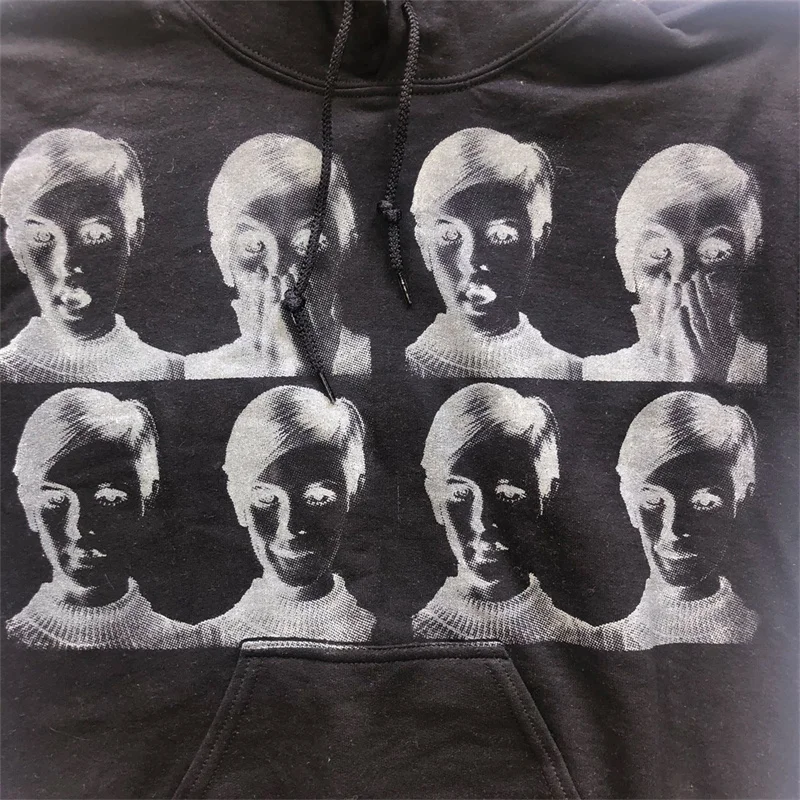 

Women Hooded Sweater Adults Portrait Print Long Sleeve Pullover with Drawstring Ladies Autumn/Winter Garment