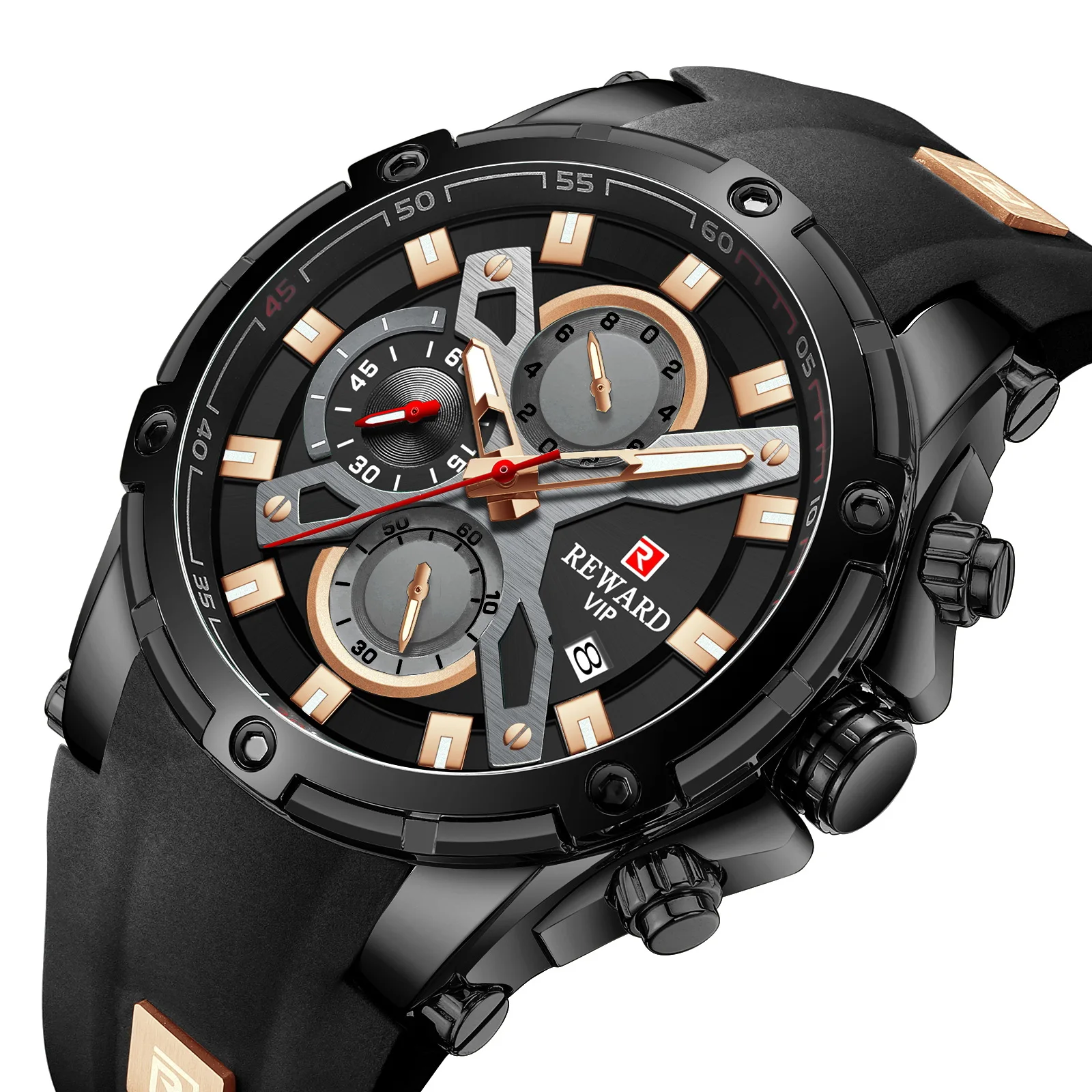 

Men's Sports Watch Multifunctional Chronograph Silicone Luminous Waterproof Calendar Quartz Watch