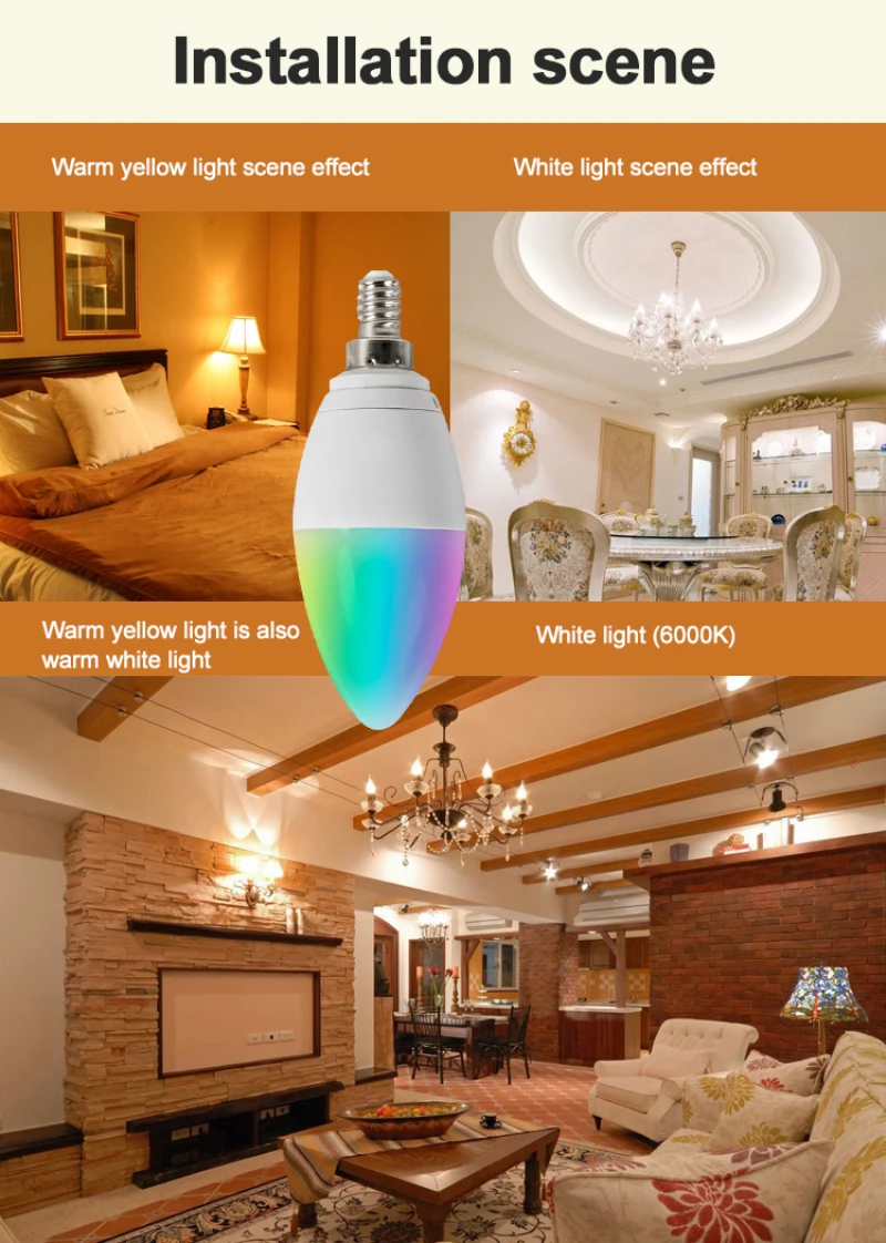 

Tuya Zigbee 3.0 Smart Candle Bulb Voice Control With Alexa Google Home RGBCW 5W LED Lamp Smart Home Night Lights Bulbs For Home