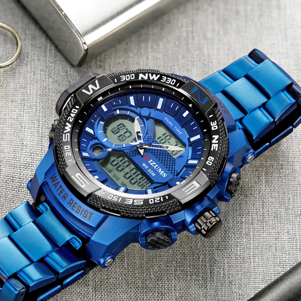 MIZUMS мужские часы кварцевые цифровые аналоговые наручные для мужчин