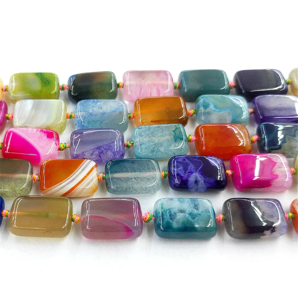 

Бусины из натурального агата и вены, прямоугольные бусины разных цветов для изготовления ювелирных изделий «сделай сам», аксессуары для бр...