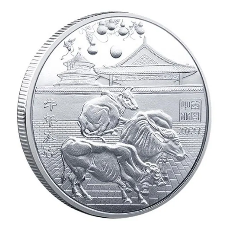 2021 год Китайский Зодиак золото и серебро Сувенир Монета Искусство ремесло