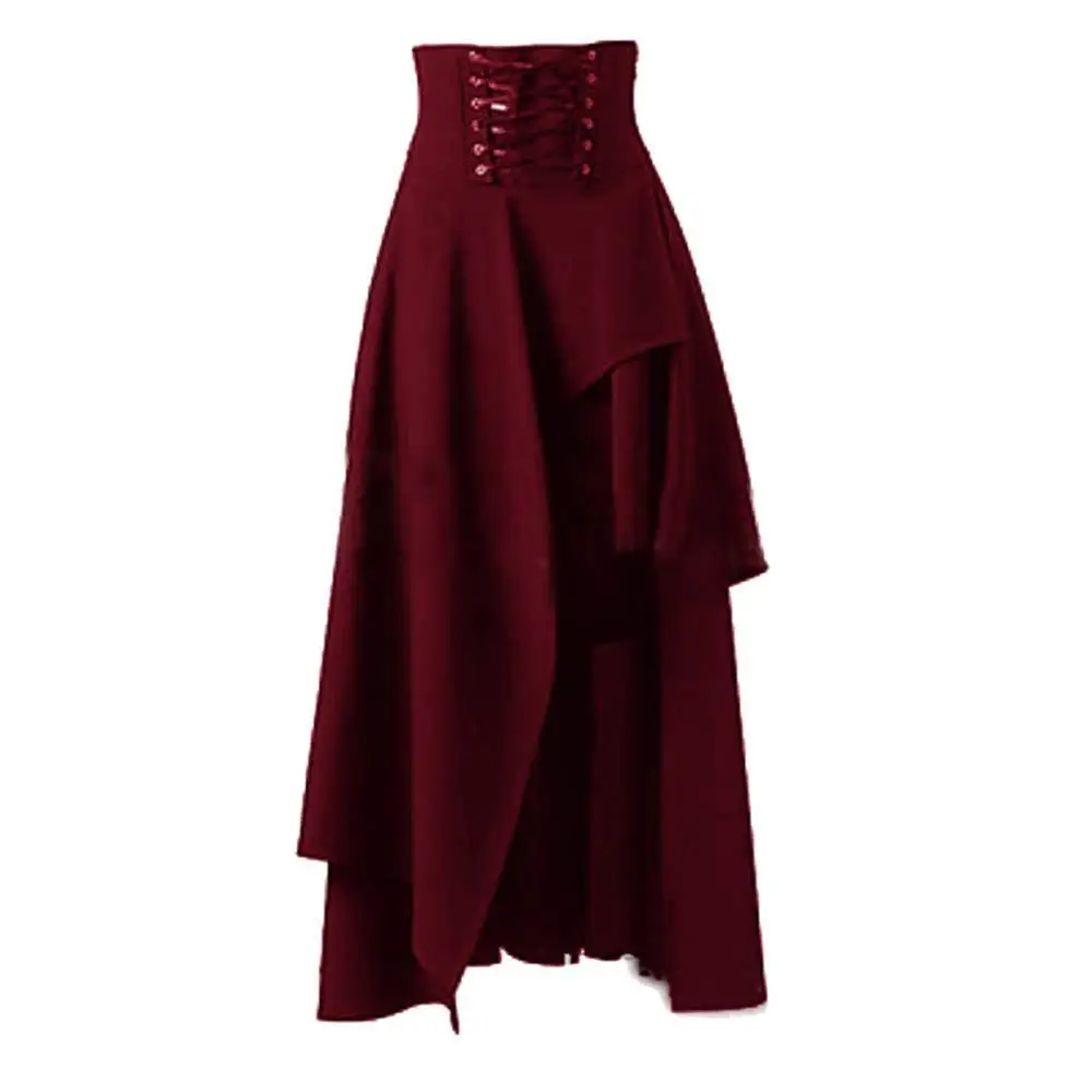 

Women Irregular Long Skirts Gothic Darkness Lady Skirt Casual Loose Autumn High Waisted Asymmetrical Ruched Ruffle Female Skirt