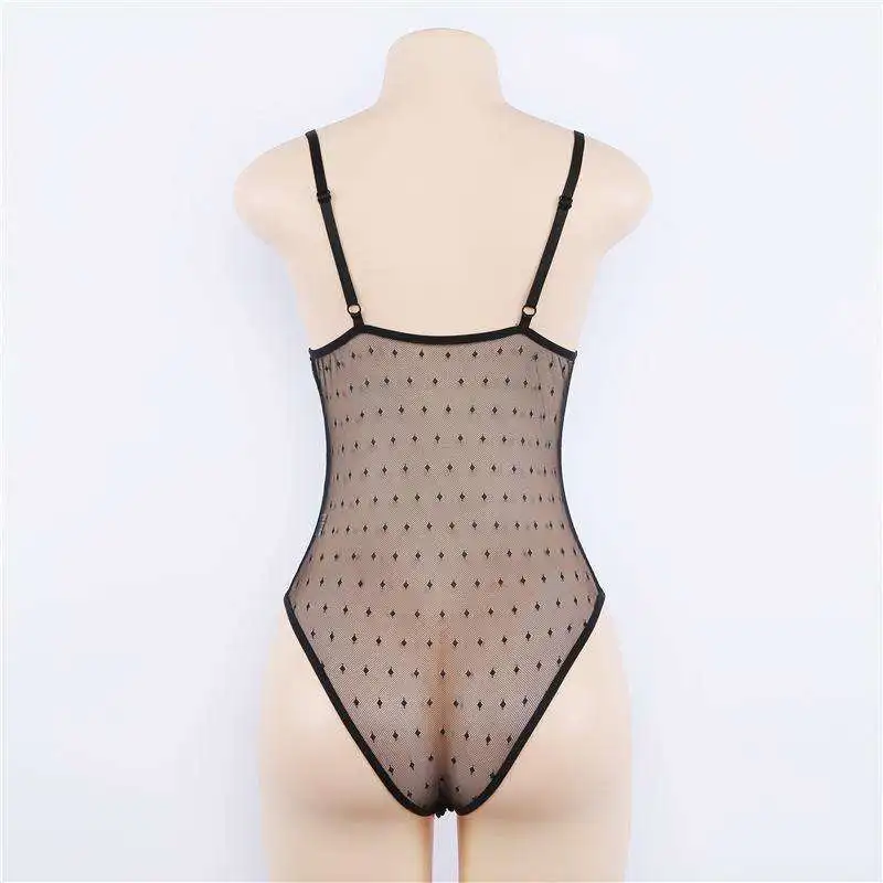 

See-through Floral Lace Polka Dot Bodysuit Lingerie