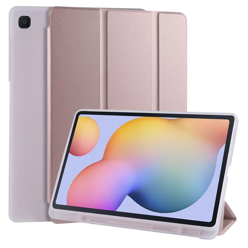 

Trifold Stand Case for Samsung Tab S6 Lite with Pencil Holder Soft Silicone TPU Back Cover for Galaxy Tab S6 Lite Case Cover