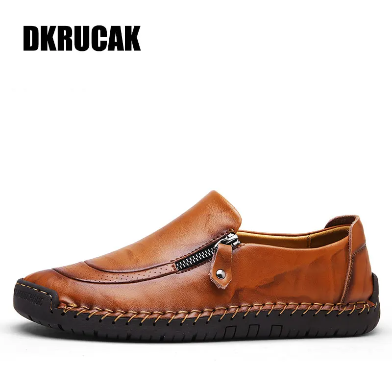 Новинка Мужская кожаная обувь ручной работы Дышащая повседневная Мужские