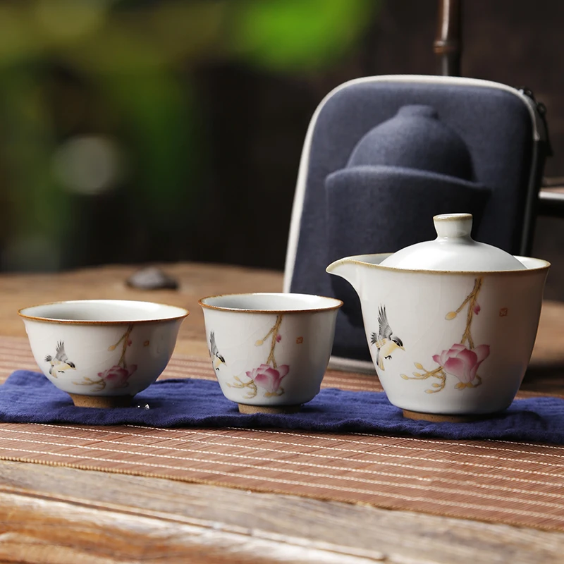 

Chinese New Creative 1 Pot 2 Cups Porcelain Teapot Sets Kung Fu tea set Ceramic Portable Teacup Gaiwan Kettle Tea Combination