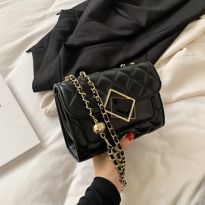 

Bags Women Summer2021new Trendy Fashion Rhombus High Quality Ladies Luxury Chain Shoulder Messenger Bag Leather Small Square Bag