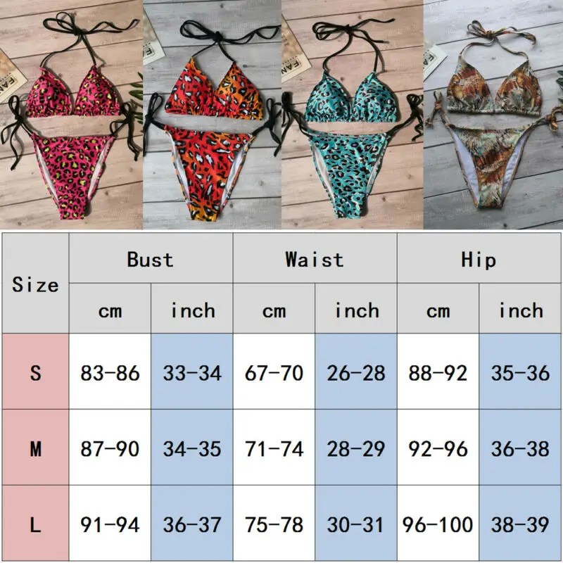 Женский купальник-бикини из двух предметов с леопардовым принтом бюстгальтер