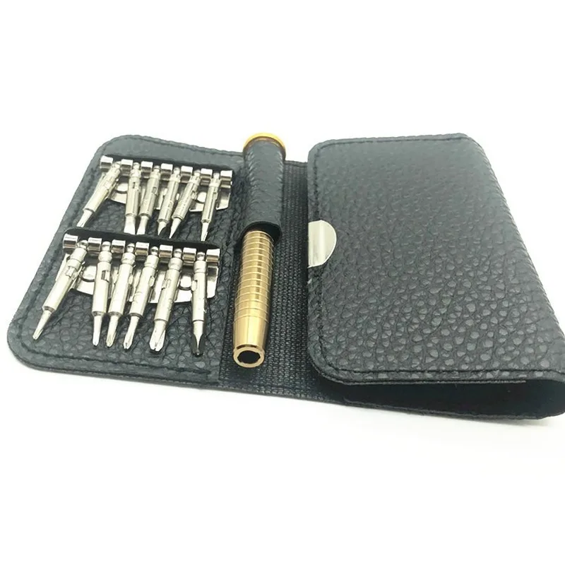 

25 in 1 Multi-function Manual Screwdriver Bit Head Set Mobile Phone Notebook Disassemble Repair Tool With Leather Case