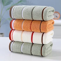 2021 new pure cotton striped towel for adults household bathroom towels men women wash face towel quick drying soft