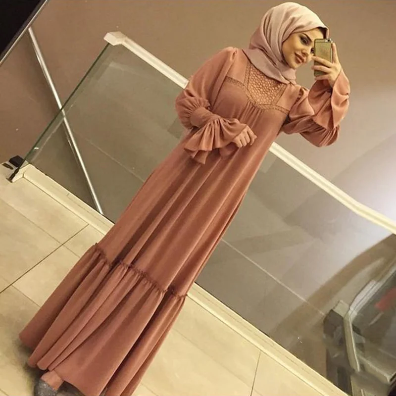 Монохромное Плиссированное женское длинное платье Среднего Востока в мусульманском стиле, кимоно в стиле Саудовской Аравии, женское плать...