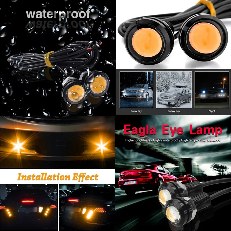 

10Pcs/set 23mm Car Eagle Eyes DRL Led Daytime Running Lights LED 12V Backup Reversing Parking Signal Automobiles Lamps DRL white