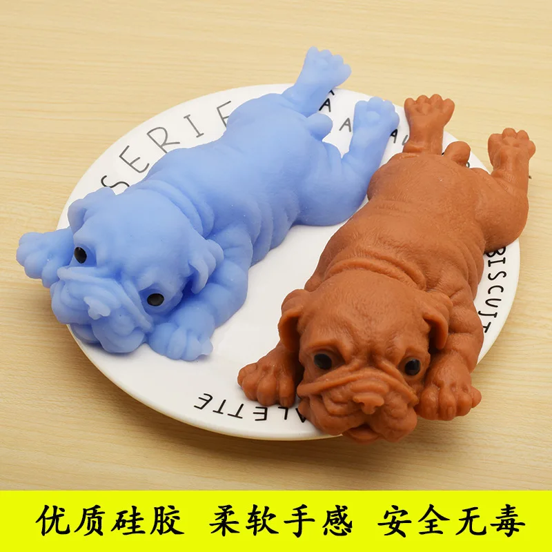 Enlarge Dog Antistress Squeeze Toy Soft Cute Realistic Silicone Bulldog Soft Animal Stress Relieve Kids Adult Toy Animal dog Pig Toy