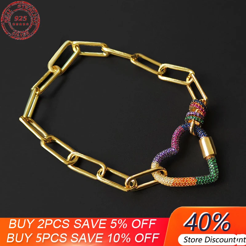 

Женский браслет из серебра 925 пробы с радугой