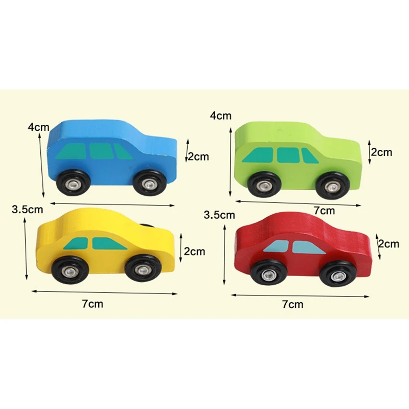 

Car Carrier Truck and Cars Wooden Toy Set with 1 Truck and 4 Cars Wooden Double Truck Toy