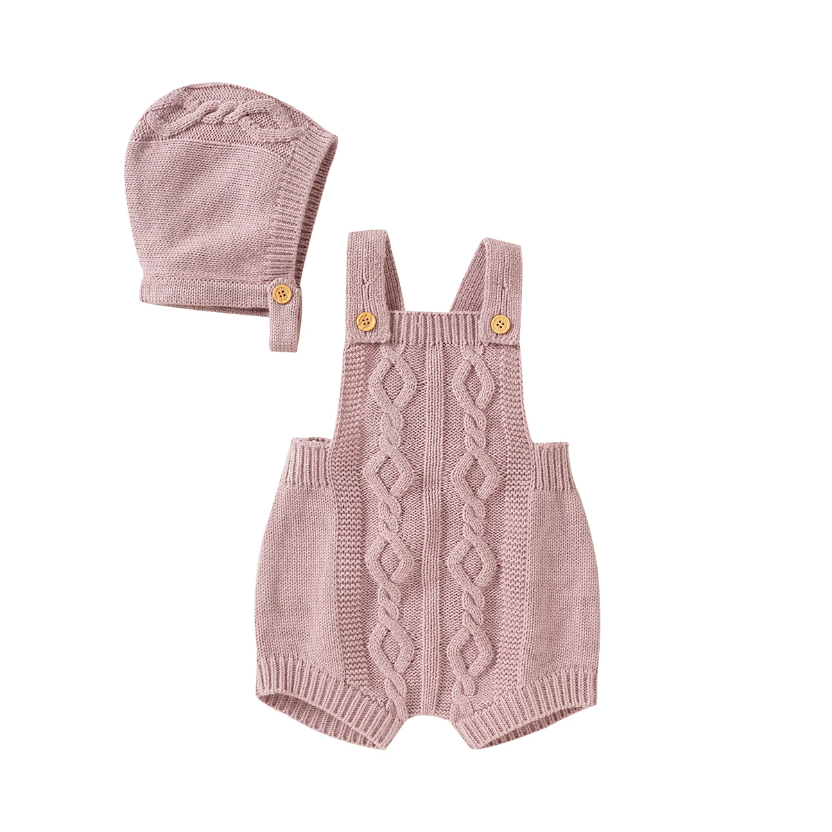 

Baby Rompers Sleeveless Newborn Netural Solid Knitted Jumpsuits Hats 2pcs Outfits Infant Boys Girls Autumn Overall Children Wear