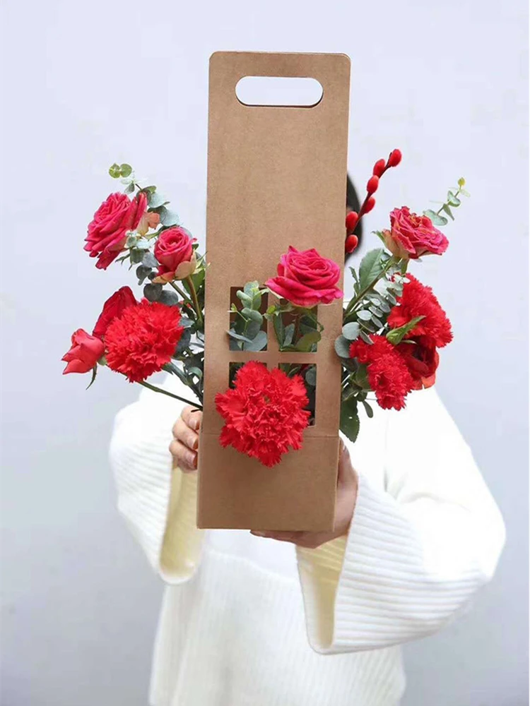 5 шт./лот коробка для крафт-бумаги упаковки цветов переносная картонная | Дом и сад