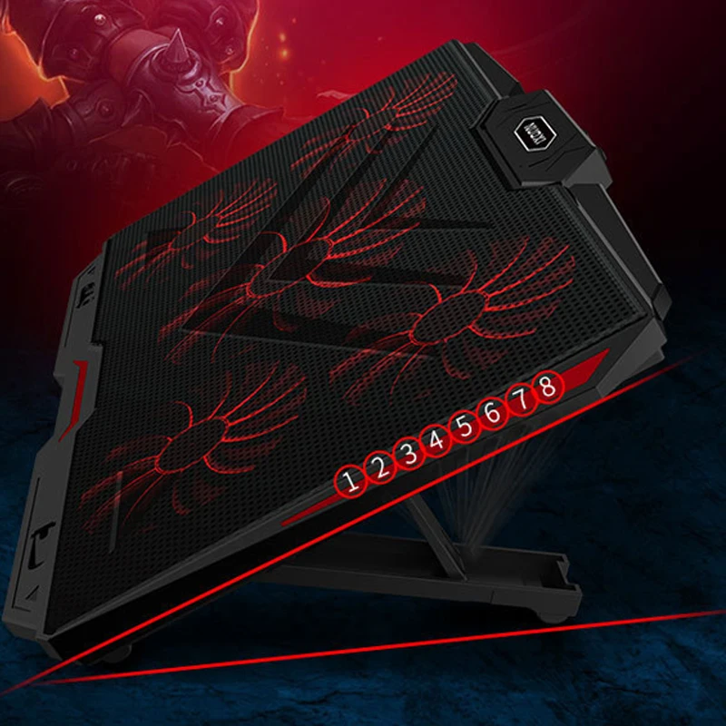 Новый Кулер для ноутбука NUOXI с 2 USB портами и пятью вентиляторами охлаждающая