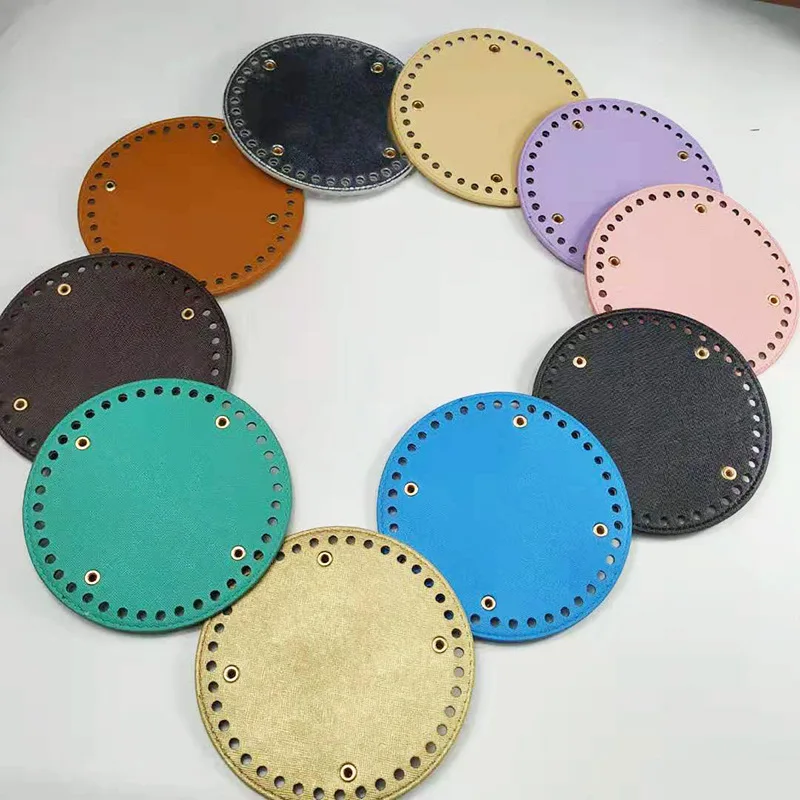 

Fashionable Round PU Leather Bag Bottom Women Handbag Handmade DIY Accessories Solid Color Bucket Bag Bottom