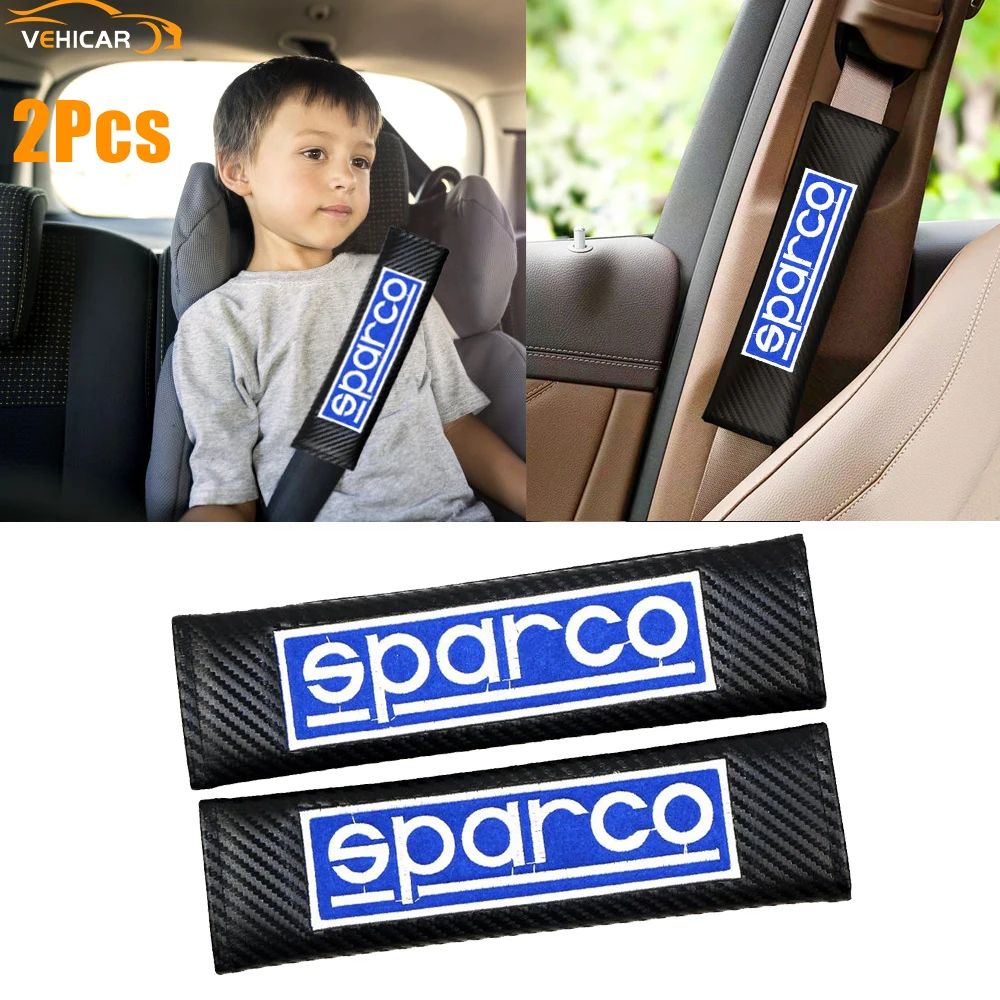

VEHICAR 2PCS Car Seat Belt Covers For Sparco Logo knitting Vehicle Accessories Driver Shoulder Protector