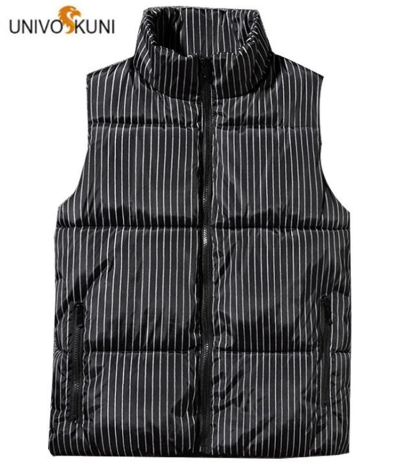 Мужской новый зимний жилет полосатые куртки без рукавов мужские повседневные