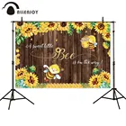 Фон для фотосъемки новорожденных с Деревянной Стеной и подсолнухом