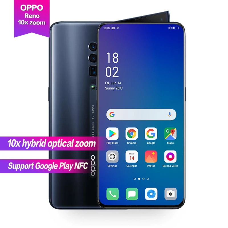 Oppo Рено 10X Оптический зум Поддержка NFC Google глобальной Встроенная память 48MP 16MP 8MP