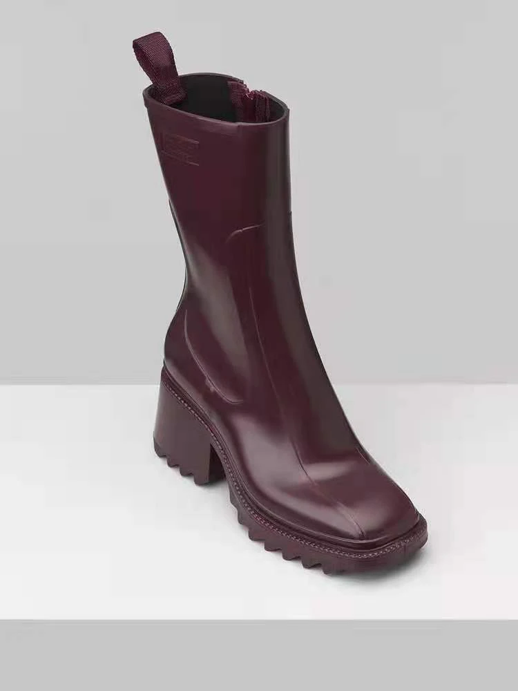 

Spring and Autumn Fashion 2021 New Women's PVC Splices Waterproof Platform Thick Heel Female Non-slip Rain Martin Boots Shoes