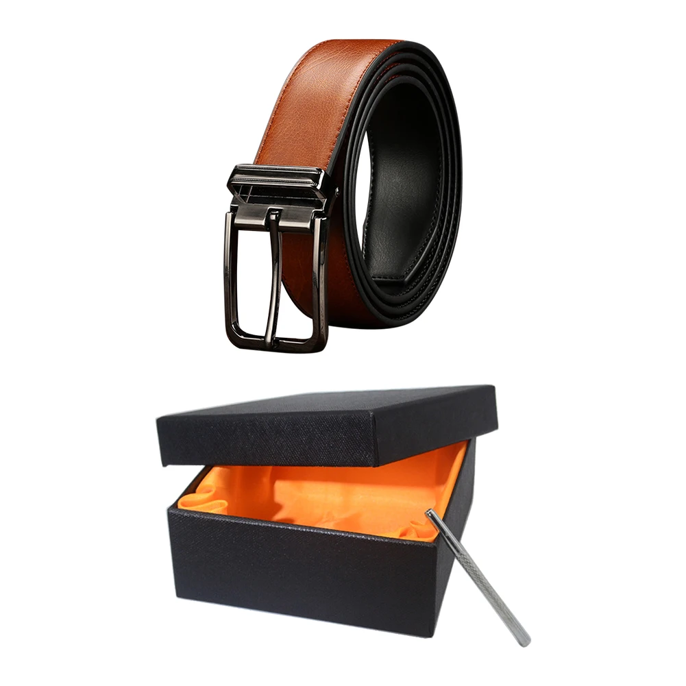 

Double Side 2 Color Men Cow Leather Belts Male Casual Men Pin Buckle Belt Designed Business Leather Belt