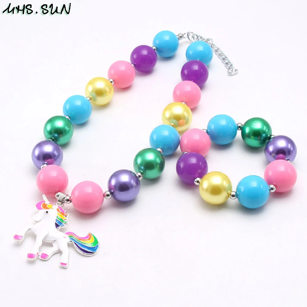 Детское ожерелье MHS.SUN разноцветное объемное из бусин с подвеской в виде