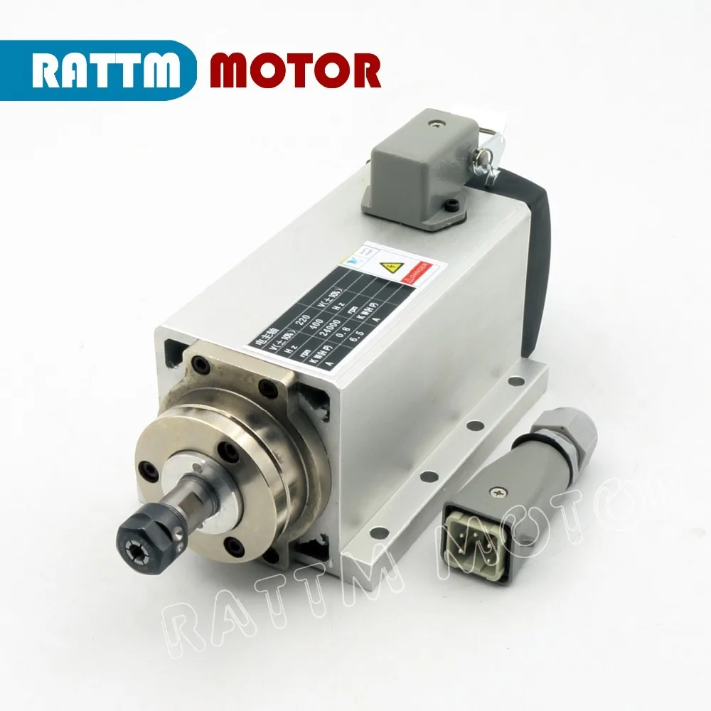 

Square 0.8KW 800W Air cooled Spindle motor ER11 6.5A 24000rpm 400Hz 220V for CNC Router ENGRAVING MILLING GRIND Machine