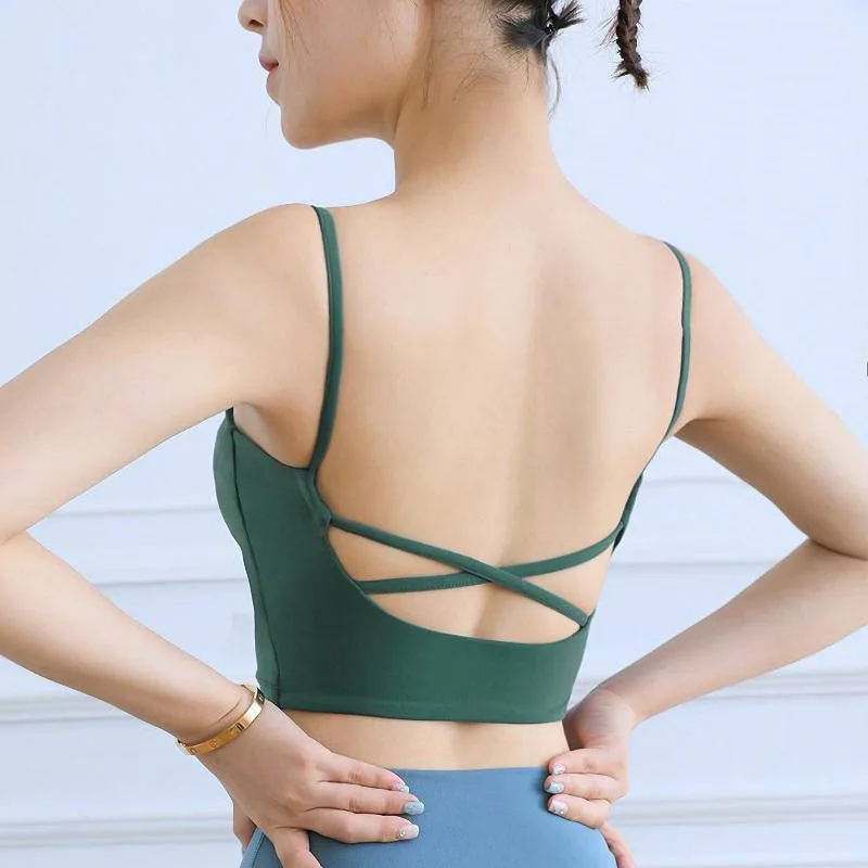 Спортивный топ жилет бюстгальтер для йоги с красивой спиной ударопрочный мощный