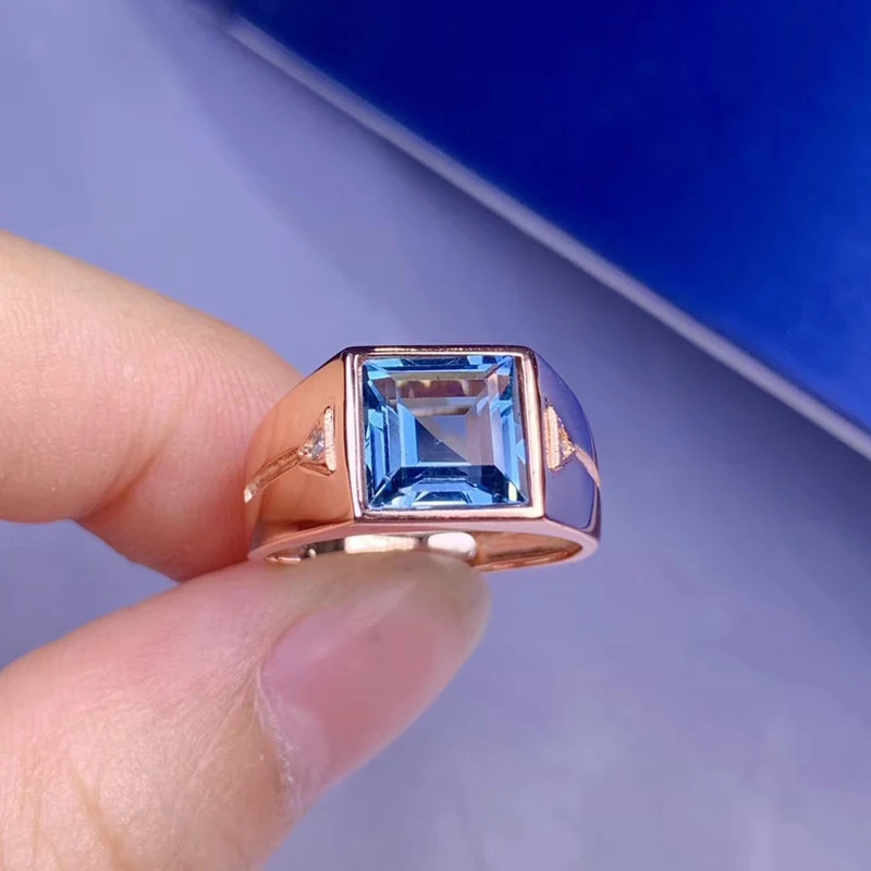 Кольцо мужское из серебра 925 пробы с натуральным топазом 8 мм|Кольца| |