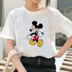 Новое поступление 2022, футболка, Женский минималистичный Мягкий Топ с коротким рукавом для девушек из мультфильма Disney, одежда для прогулок с Микки Маусом, Прямая поставка