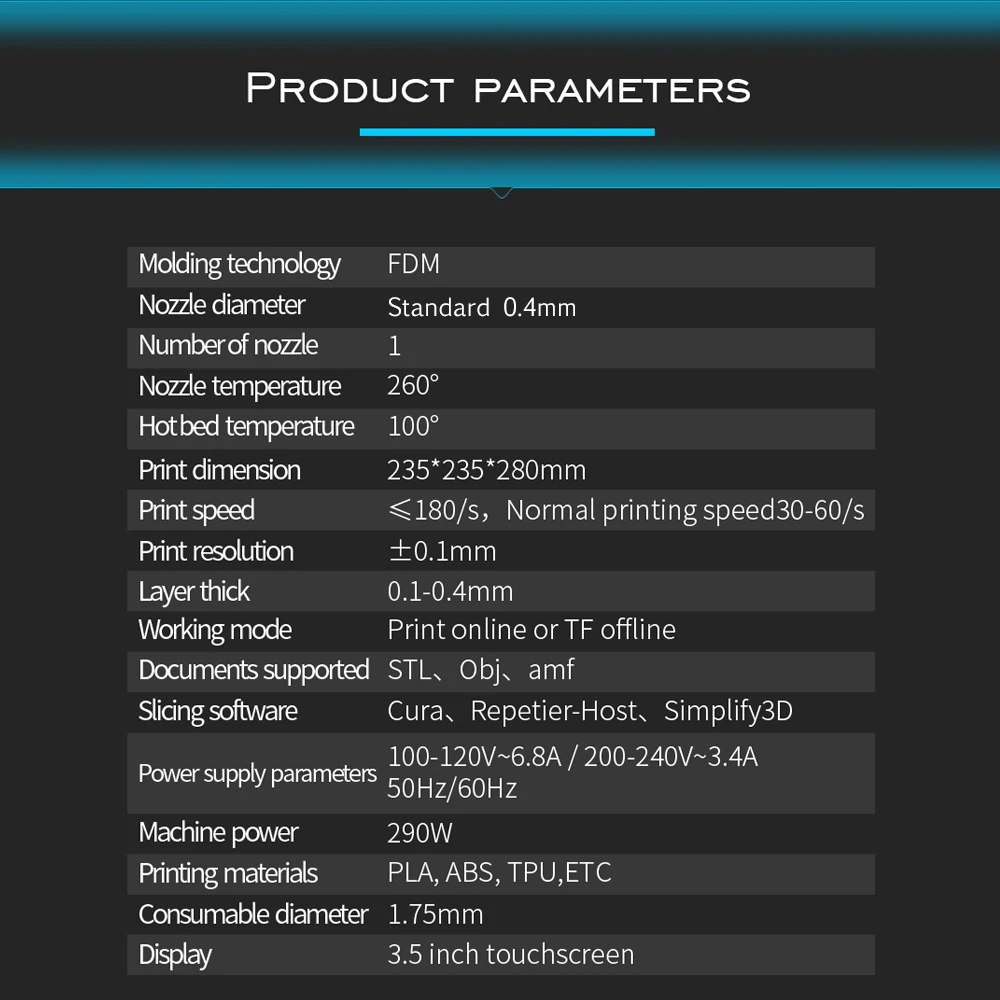 Набор для 3D-принтера Бесшумная печать с сенсорным экраном 3 5 дюйма встроенный