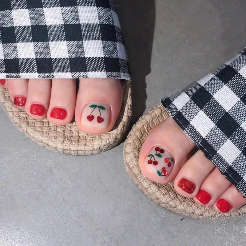 Накладные ногти цвета Бургунди вишня короткий носок наклейки для ногтей готовые