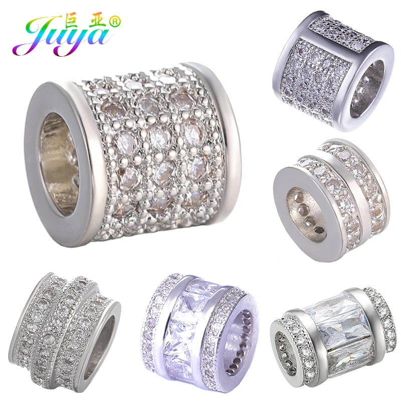 Бисер с большим отверстием Juya DIY золотые кубические бусины из циркония для
