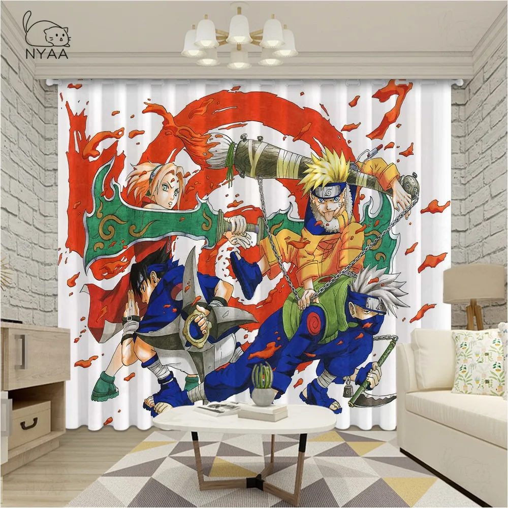 Аниме Uzumaki Naruto полиэстер ткань 3D затемненные шторы для окон Гостиная Спальня