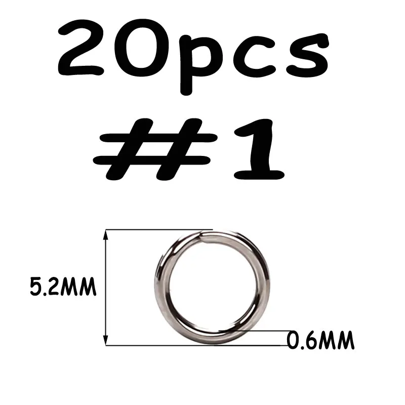 Split Ring 1 20pcs 20 шт из нержавеющей стали рыболовные Сплит Кольца твердые кольца соединители для блесны соленой воды рыболовные аксессуары анти ржавчины - Цвет: Split Ring 1 20pcs