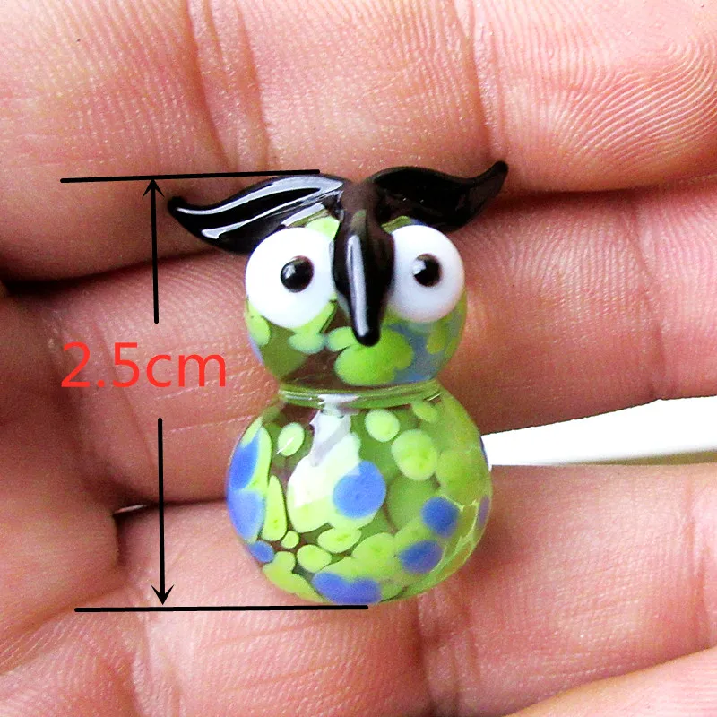 

6pcs Custom Tooarts Colorful Owl statue Gift murano Glass Ornament cute Cartoon Animal Figurine Handmade Home Decor Multicolor