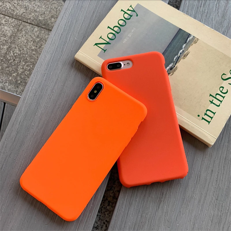 Scrub Orange Solid Color Cover Cases For Huawei Enjoy 6s 7 7s 8 Plus 9 Honor 6x 7x 8x Max 10 Lite Play Mate 20 Nova 2i |